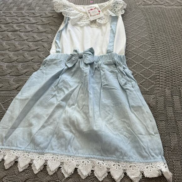 NWT Harper Liz Boutique Chambray Pinnie With Eyelet Tank ~ 120 - Picture 2 of 10